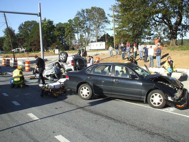 Rescue crews assisted with the extrication of a patient after an auto accident